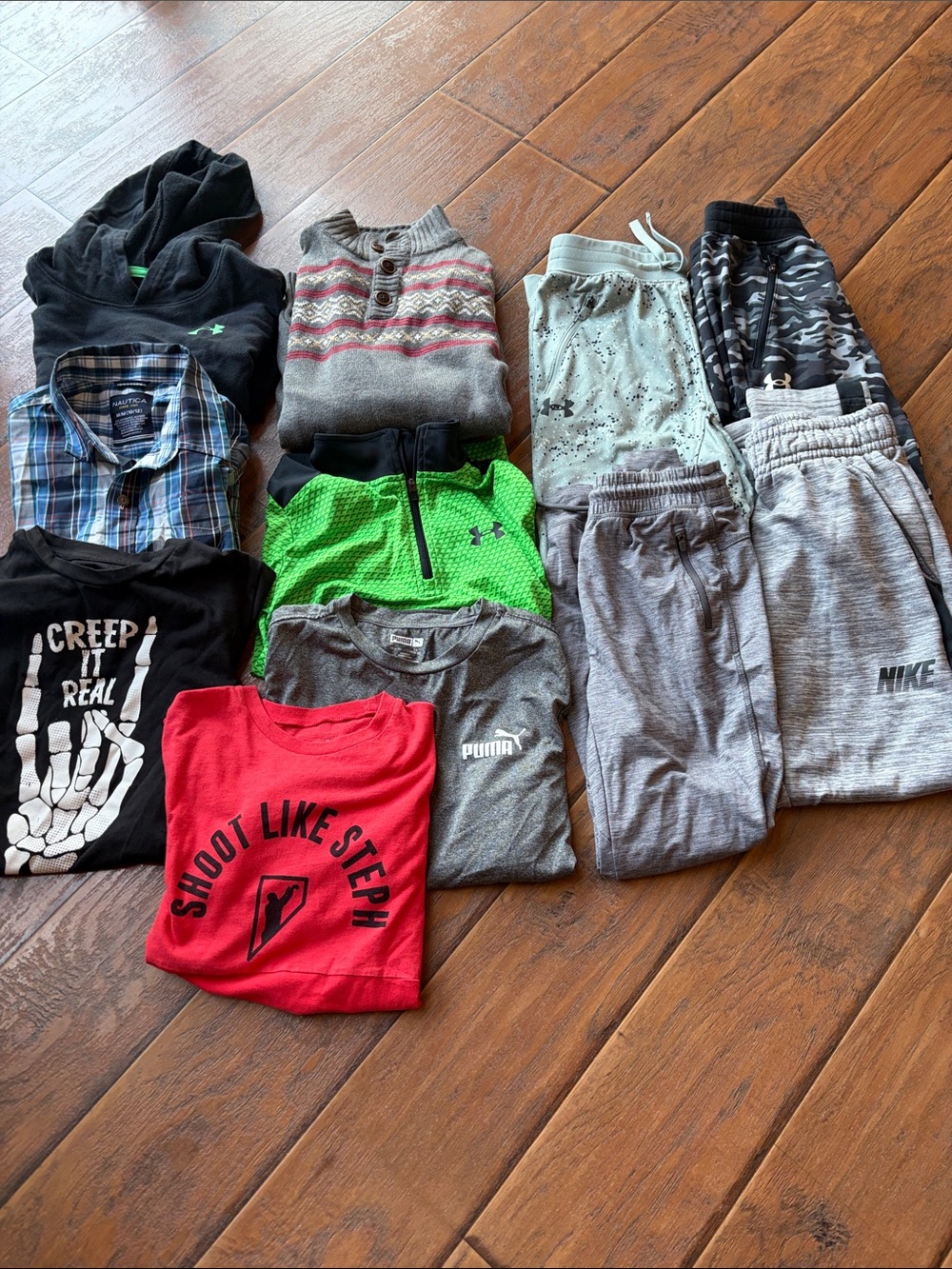 11 Piece Boys Bundle, UA,Nike,Nautica - Size Medium